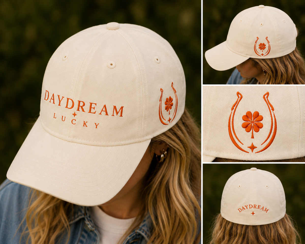 Embroidered Cotton Hat with Structured Crown