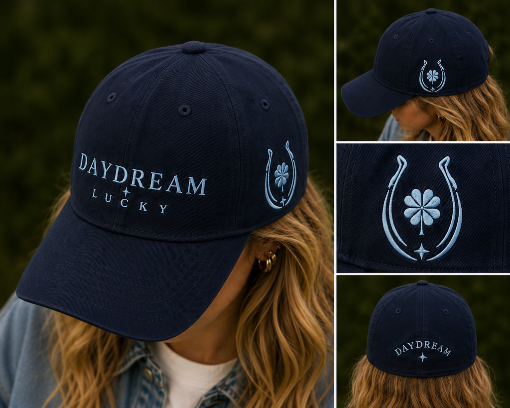 Embroidered Cotton Hat with Structured Crown