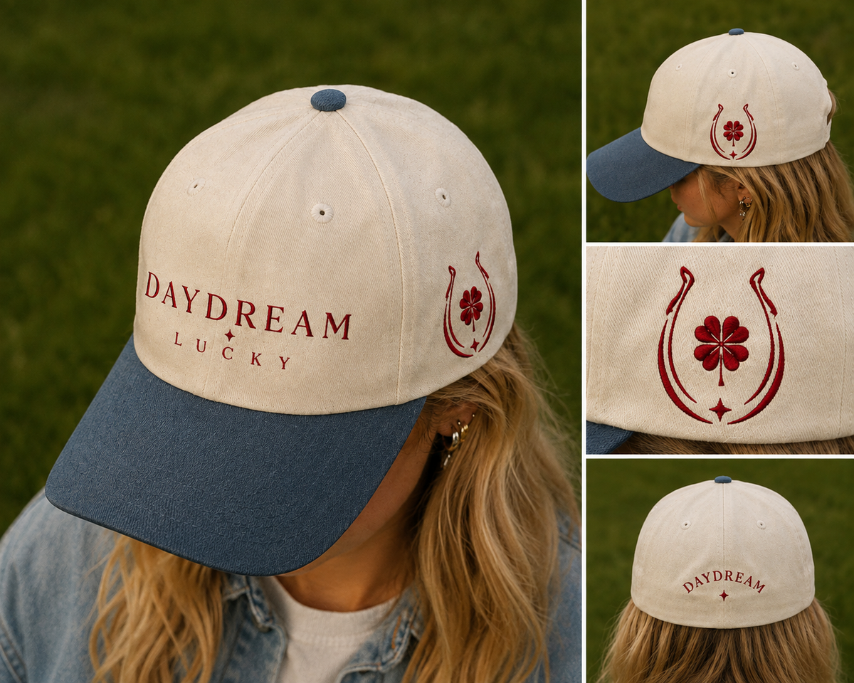 Embroidered Cotton Hat with Structured Crown