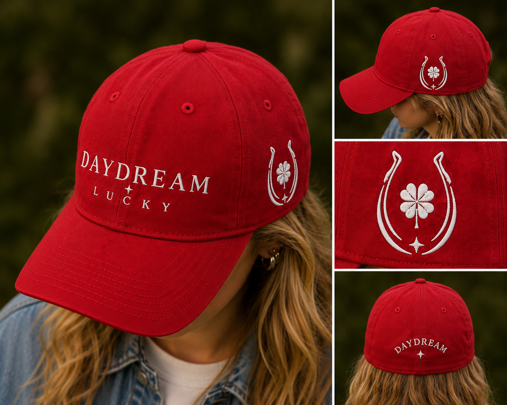 Embroidered Cotton Hat with Structured Crown
