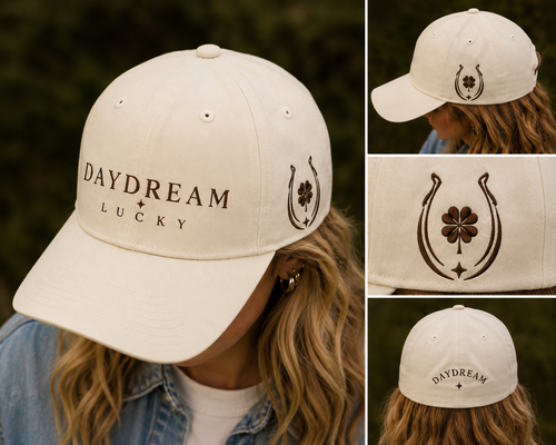 Embroidered Cotton Hat with Structured Crown