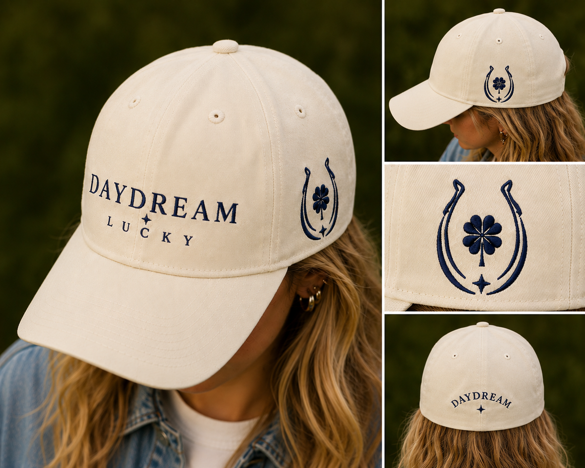Embroidered Cotton Hat with Structured Crown