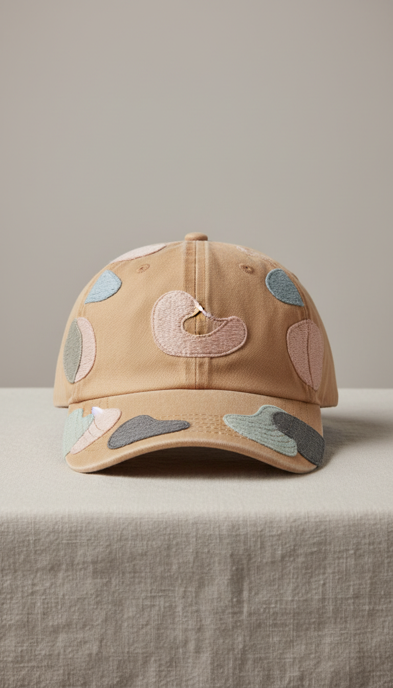 Embroidered Cotton Hat with Structured Crown